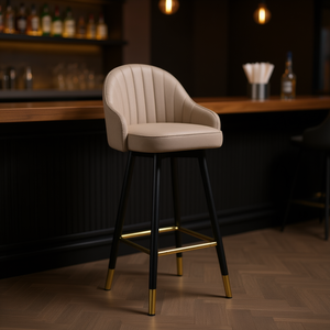 Sgabello da Bar Homeera 98x65x51cm HLR-8 in Tessuto Khaki con Gambe Nere e Dorate, Arredamento Bar Moderno Contemporaneo - Product Image 2