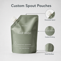 Pochette souple personnalisée de 500 ml avec bec verseur, résistante aux fuites, pour emballage de shampoing et produits capillaires