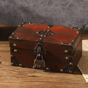 Caja de almacenamiento de joyería cuadrada con cerradura Retro de estilo europeo, organizador de oficina, accesorios de tiro de TV de película, habitación secreta, Escape, búsqueda del tesoro - Product Image 2