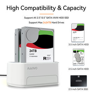 แท่นวางฮาร์ดดิสก์ MAIWO K3062 USB <span class=keywords><strong>3.2</strong></span> Gen1 2Bay แบบไม่ต้องใช้เครื่องมือ รองรับ SATA HDD/SSD ขนาด <span class=keywords><strong>2</strong></span>.5 นิ้ว/3.5 นิ้ว - Product Image 3