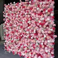 Rosa Weiße Rote Rosen Hortensien Künstliche Blumenwand Hintergrund für Hochzeitszeremonie Babyparty Geburtstag Fotobox Dekoration