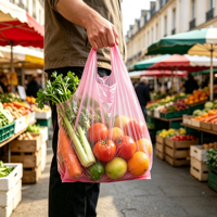 Sacs de courses en plastique personnalisés de 30, 60 et 90 litres avec poignées pour supermarchés et épiceries, emballage en gros