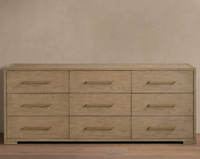 Nouveauté : Ensemble de meubles de chambre à coucher au design américain moderne, en chêne massif avec poignées métalliques, commode à 9 tiroirs
