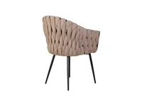 Chaise de salle à manger élégante avec accoudoirs, nouveau design, tissu tressé marron clair, rembourrée avec coussin