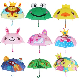 DDA203 Handleiding Open Rechte Stok Paraplu J Handvat Paraplu Goedkope Custom 3d Dieren Print Kind Kids Cartoon Dier Paraplu