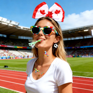 Set de Accesorios para Aficionados al Fútbol: Diademas con Lazos de Banderas Nacionales (EE. UU., Canadá, México) y Pines de Solapa para <span class=keywords><strong>Partidos</strong></span> de Fútbol - Product Image 2