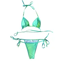 Tanga Tie-dye para mujer, microbikini sexy recortado, traje de baño con tirantes triangulares, ropa de playa