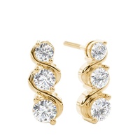 Boucles d'oreilles personnalisées en diamant cultivé en laboratoire IGI HPHT CVD, or massif 14K 18K, or jaune, diamant rond