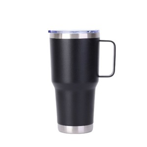 Gobelet isotherme en acier inoxydable 20 oz avec poignée, mug de voyage écologique, revêtement poudré pour usage extérieur - Product Image 5