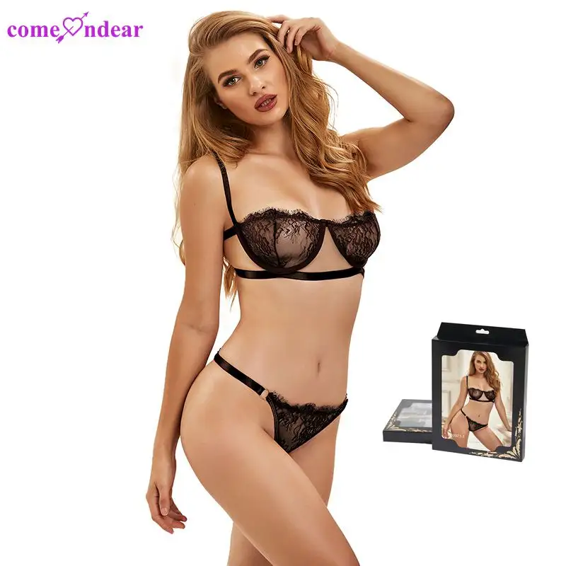 Ensemble de lingerie avec soutien-gorge et culotte pour femmes, sous-vêtements sexy, taille push up, lot de deux pièces,