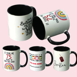 Mug blanc de sublimation 11 oz, poignée et bordure colorées de qualité supérieure, tasse en céramique de sublimation avec revêtement, logo personnalisé - Product Image 6