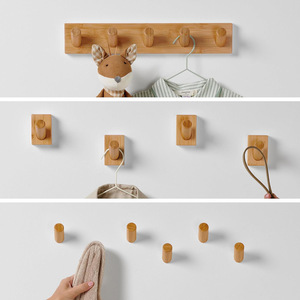 <b>Wood</b> Wall Mounted <b>Coat</b> Rack 5 <b>Hooks</b> Storage For Entryway Bedroom Door - Product Image 2