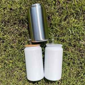 Gobelets isothermes en acier inoxydable à double paroi, blancs, vierges, pour sublimation, 16 oz, pour canettes de soda et de bière, entrepôt USA - Product Image 4