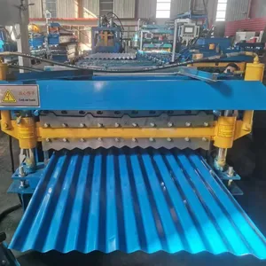 Three Layer Roof Slate Metal Tile Making Machine Trapezoidal Corrugated Ibr Roof Sheet Roll Forming Machine Preços