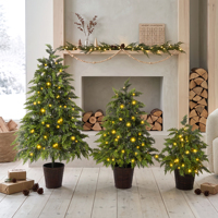 Ensemble de 3 arbres de Noël pré-éclairés de 2FT, 3FT, 4FT avec lumières chaudes scintillantes, décorations de Noël, fournitures de décoration, cadeaux, jouets de Noël