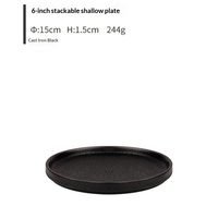 Ensemble de bols en céramique haut de gamme empilables, noirs mats, compatibles micro-ondes, pour hôtel, steak, plats occidentaux