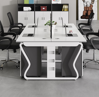 Bureau de travail moderne classique minimaliste STG avec structure en acier, 4 places, chaises de bureau, armoires latérales, table pour quatre personnes