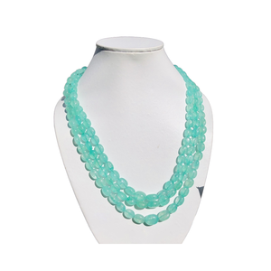 Collar de Boda Verde Esmeralda ruso Natural de alta calidad, cuentas de piedras preciosas en forma de Mani ovalada, Stock limitado - Product Image 1