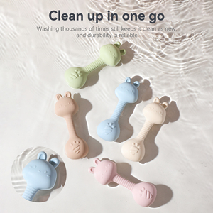 Hochet éducatif personnalisé avec logo, hochet en silicone en forme de lapin, jouet de dentition flexible sans BPA, jouet sensoriel pour nouveau-né, idéal comme <span class=keywords><strong>cadeau</strong></span> - Product Image 4