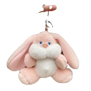 Factory Sale Custom 15cm Stuffed Animals Cute Fat Face Bunny Keychain Plush Rabbit Doll Schoolbag Pendant Doll Gift Soft Toy