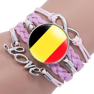 Produttore europeo nazionale bandiera del paese Design Infinity Love bracciale avvolgente in pelle rosa - Product Image 6