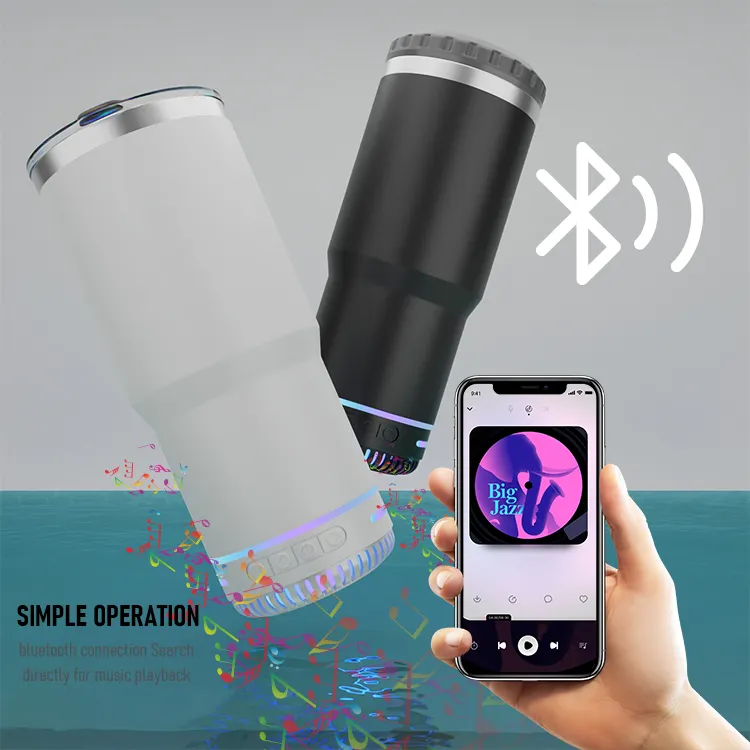 Tumblers paslanmaz Oz çelik 20Oz toptan kahve 20 düz 30Oz 40 özel fincan 30 süblimasyon Tumbler ile Bluetooth hoparlör