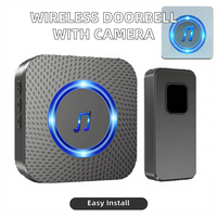 Sonnette de porte sans fil intelligente, étanche, pour extérieur, sonnette de porte longue portée 300 m, 110 V-260 V, prise UK US EU