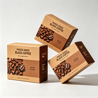 Boîte en carton auto-élevable personnalisée pour café noir lyophilisé, impression logo quadricolore, design pliable, estampage à chaud UV