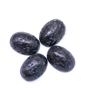 Joyería Yisheng, personalización de fábrica profesional, cabujón ovalado, corte trasero plano, roca de lava volcánica negra Natural, piedras preciosas sueltas - Product Image 5