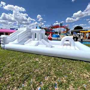 Structure gonflable tout temps avec parcours d'obstacles, piscine à jets d'eau et <span class=keywords><strong>toboggan</strong></span> aquatique en bâche PVC pour événements festifs - Product Image 1