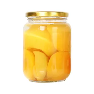 ขวดแก้วทรงกลมฝาอลูมิเนียม ทนความร้อน บรรจุผลไม้สีเหลืองพีช นึ่ง พร้อมฝาเปล่า - Product Image 1