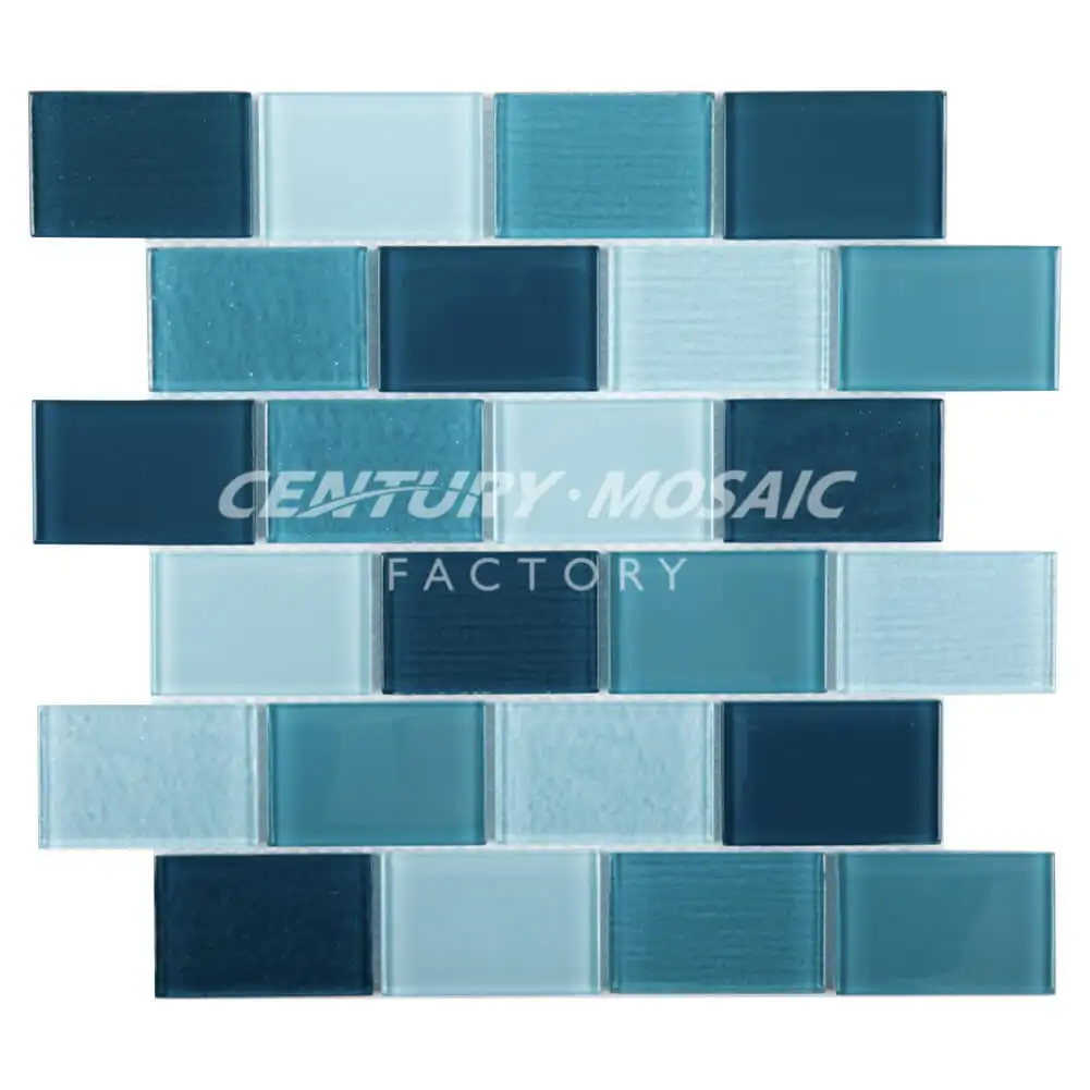 Centurymosaic fornitore all'ingrosso di tessere di mosaico di vetro della piscina di cristallo della striscia blu