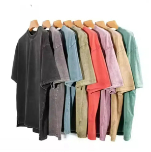 T-<span class=keywords><strong>shirt</strong></span> ample pour homme en coton délavé style <span class=keywords><strong>vintage</strong></span> américain 230G, manches courtes, coupe jeune, effet délavé à l'acide, coupe oversize - Product Image 6