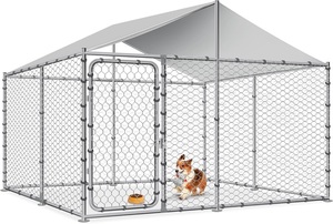 Grande cane esterno canile pesante gabbia per cani box con copertura resistente UV tetto zincato recinzione cortile - Product Image 4