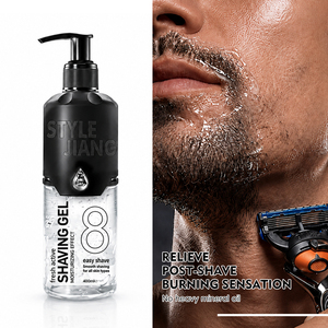 Gel de Rasage Transparent Hydratant pour Hommes, Crème de Rasage Fraîche et Active pour Soin de la Barbe, Flacon Pompe 400ml - Product Image 1