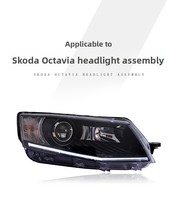 Ensemble de phares LED haut de gamme pour Skoda Octavia 15-17 avec feux de jour à LED et lentille de projecteur