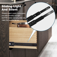 Venta caliente 45mm de ancho silencioso telescópico SPCC rodamiento de bolas Hardware 3 secciones cajón gabinete muebles riel deslizante para uso en la cocina