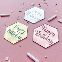 Günstiger Preis Cupcake Topper Spiegel Acryl Sechseck Kuchen Dekoration für Geburtstags feier