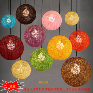 Rattan Ball Lampshade Round Led Light Source For Bedroom Dining Room Home Decor Single Head Chandelier Maqiu88 - Product Image 4