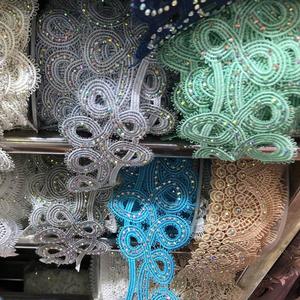 Eyelash Lace Trims Design Wholesale Beaded Iron-on Rhinestone New Embroidery Fabric Sewing Craft Embroidery Flower Trim