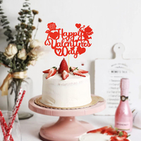 Valentinstag-Kuchendekoration - Herzrose und Amor. Tortendekoration für Heiratsantrag, Verlobung und Hochzeit