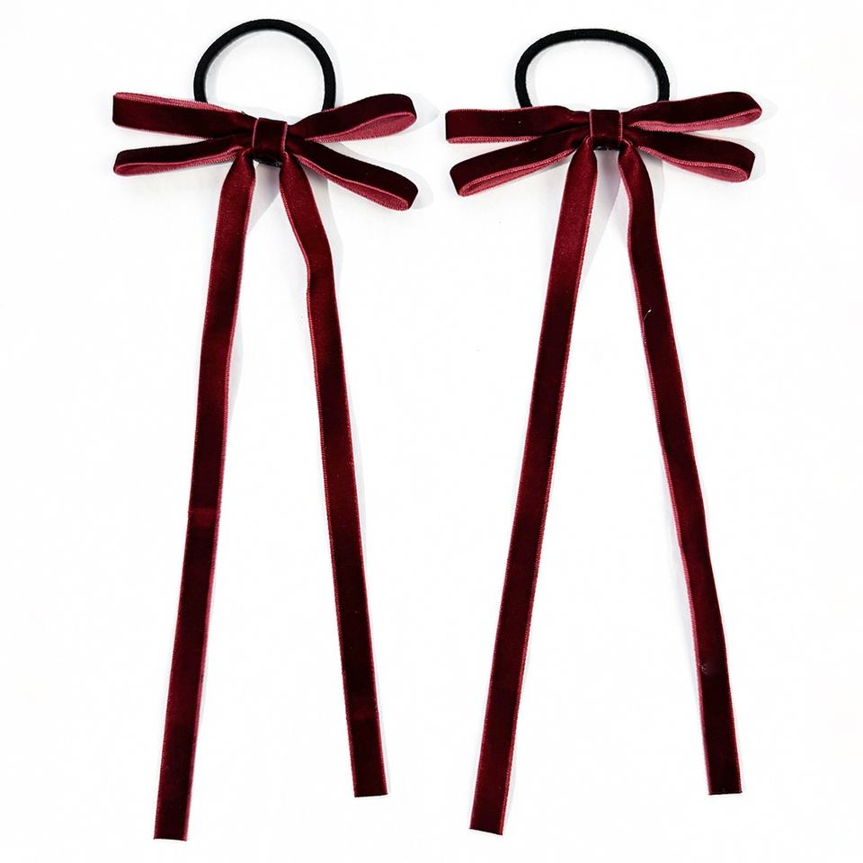 Hir Rope Retro Velvet Hair Tie Elegant Soft Long Tail Bow Hair Rope Vintage Dark ...
