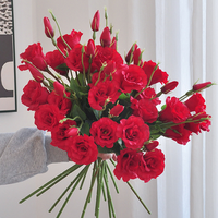 Vente en gros de fleurs artificielles en soie Eustoma Lisianthus à 3 têtes, blanches et violettes, pour la décoration de la maison, des mariages, des fêtes et des centres de table