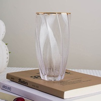 Verre à boire en cristal fait main avec bordure dorée, forme octogonale, transparent, pour eau, jus, cocktail, vaisselle de table