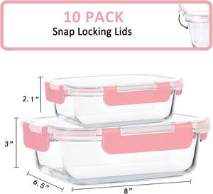 High Borosilicate Glass <b>Lunch</b> <b>Box</b> Household Bento <b>Box</b> Microwave <b>Compartments</b> Preservation Bowl <b>With</b> Lid - Product Image 3