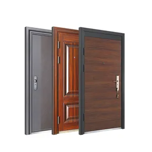 Keamanan eksterior pintu utama baja kayu lapis baja Turki pintu depan logam eksterior baja keamanan