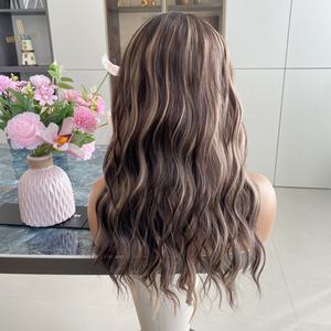 Wholesale China Supplier Fashionable Synthetic Fiber Body Wave Transparent <b>Lace</b> <b>Front</b> <b>Wigs</b> 13X4 22Inch Auburn Brown - Product Image 4