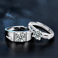 Bague en Moissanite GRA VVS1 Couleur D en Argent 925 pour Femme et Homme, Testée et Ajustable, Gravure Gratuite