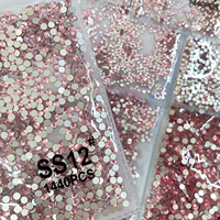 Forme ronde brillant rose clair SS3-SS16 bricolage strass pour la beauté des ongles 1440 pièces/sac