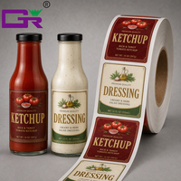 Autocollants personnalisés en feuille d'or avec protection UV pour bouteilles de ketchup, étanches, de qualité alimentaire, pour pots de sauce salade, estampage à chaud, qualité supérieure